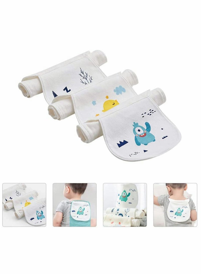 Excefore Baby Burp Cloths, 3 Pcs Cotton Cartoon Pattern Absorbent And Soft Kindergarten Kids Newborn Back Towel Pads Baby Towels Spit Up Cloths - Image 1