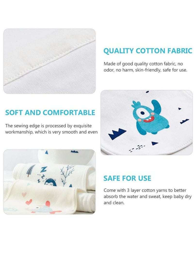 Excefore Baby Burp Cloths, 3 Pcs Cotton Cartoon Pattern Absorbent And Soft Kindergarten Kids Newborn Back Towel Pads Baby Towels Spit Up Cloths - Image 4