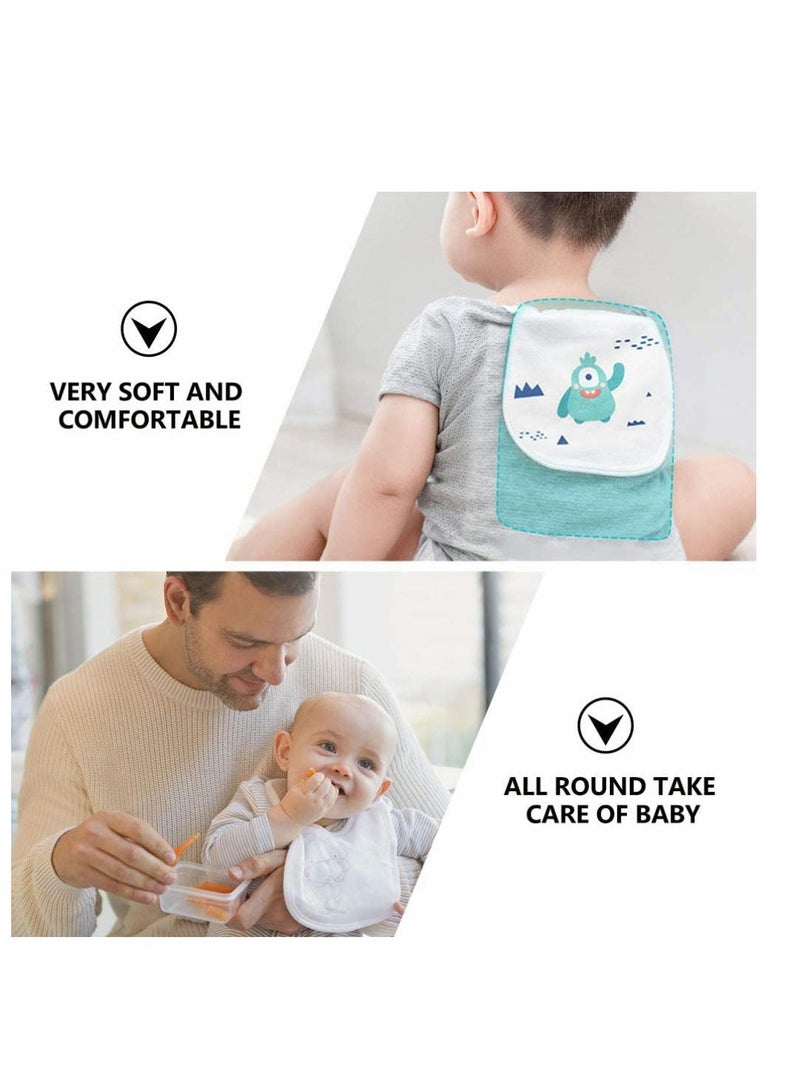 Excefore Baby Burp Cloths, 3 Pcs Cotton Cartoon Pattern Absorbent And Soft Kindergarten Kids Newborn Back Towel Pads Baby Towels Spit Up Cloths - Image 2