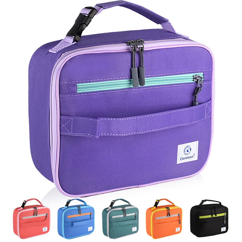Genteen Lunch Box Lunch Bag for Kids GirlsInsulated Lunch Bag WomenReusable Lunchbox for SchoolWorkOutdoor Purple
