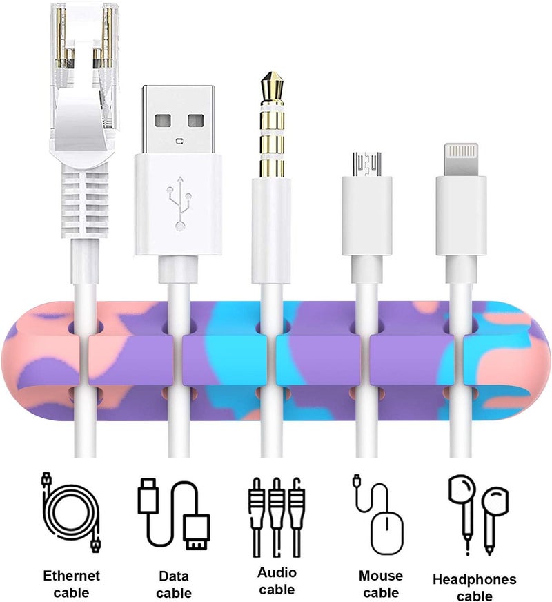 INCHOR Cable Organizer, Cord Organizer Cable Management, Cable Clips USB Cable Holder Wire Organizer Cord Clips,(5, 3 Slots Colourful) - Image 3