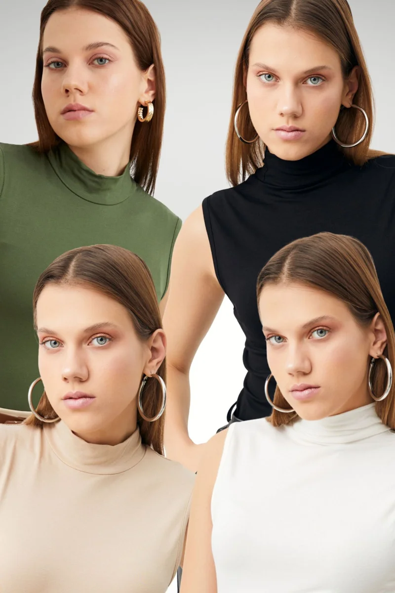 Bipantolon BIPANTOLON Women's 4-Pack Half Turtleneck Bodysuits