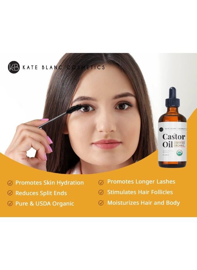 Kate Blanc - Castor Oil 4oz / 120ml, USDA Certified Organic, 100% Pure, Cold Pressed - Image 1
