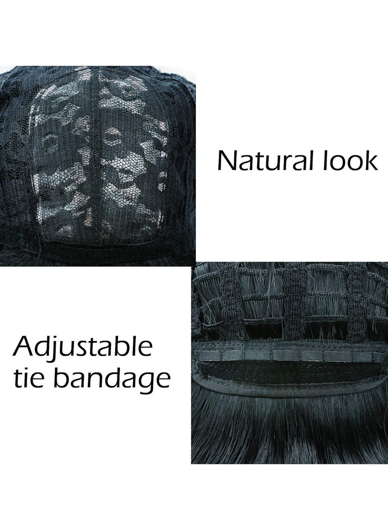 Estelle Water Ripple Wig Headgear Colorful Daily Style Short Hair Fluffy Thin Bangs Wig Headgear Short Curly Hair Wig Black - Image 4