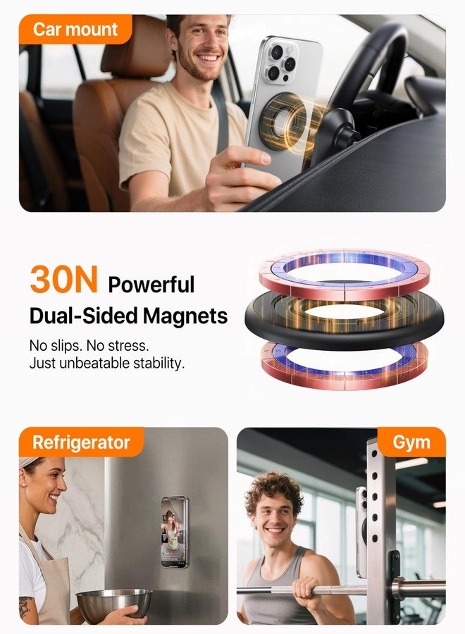 andobil [2025 3rd Gen] Magnetic Phone Grip for MagSafe [Sability Max] Stronger Two-Sided Magnet Cell Phone Ring Holder Compatible with MagSafe Accessories, iPhone 17 Pro Max Air 16 15 14 13 12, Black - Image 3