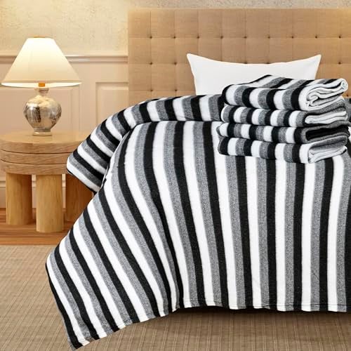 CHANDRAVATI Stylish Polar Fleece Single Bed AC Fleece Wool Blanket - 58x88 Inch || Skin Friendly || (2, Black & White) - Image 2