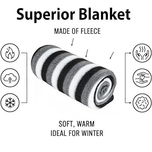CHANDRAVATI Stylish Polar Fleece Single Bed AC Fleece Wool Blanket - 58x88 Inch || Skin Friendly || (2, Black & White) - Image 3