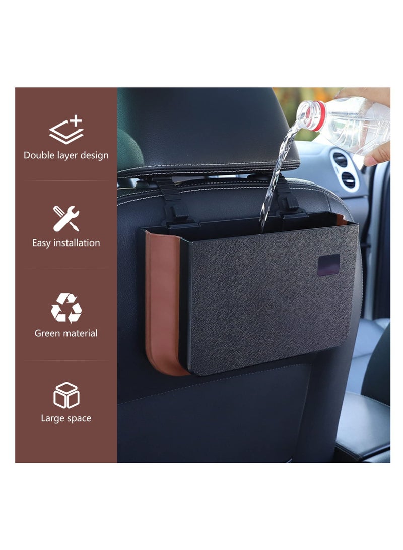 SYOSI Hanging Waterproof car Trash can, Foldable Back Seat Car Bin Organizer, Portable Automotive Garbage Cans Mini Container for Front Accessories(Pink) - Image 5