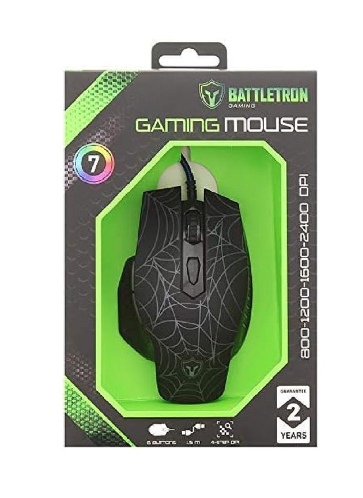 Generic - BATTLETRON RGB Gaming Mouse - Optical Sensor 2,400 DPI - 6 Buttons - Braided Cable - Image 1