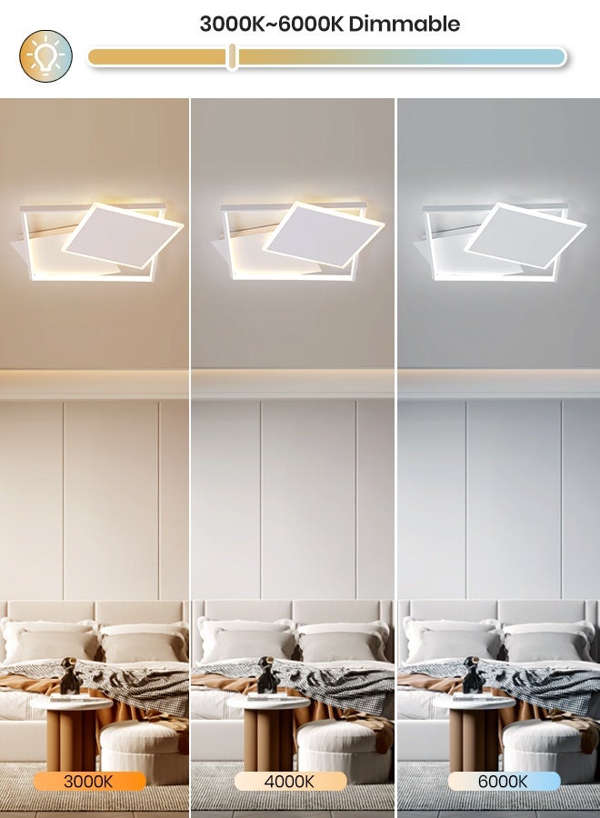 YATAI LIGHTING ضوء سقف LED مربع حديث، ضوء سقف مدمج حديث 50x50 سم، قابل للتعديل 3 ألوان (3000K-6000K)، تركيبة بيضاء لغرفة النوم، غرفة الطعام، غرفة المعيشة والدراسة - Image 3