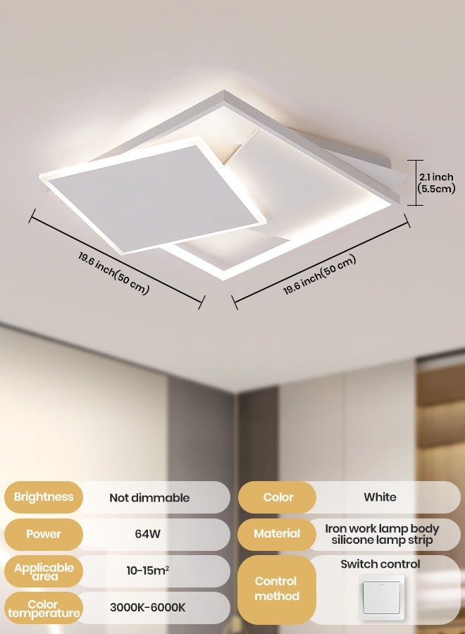 YATAI LIGHTING ضوء سقف LED مربع حديث، ضوء سقف مدمج حديث 50x50 سم، قابل للتعديل 3 ألوان (3000K-6000K)، تركيبة بيضاء لغرفة النوم، غرفة الطعام، غرفة المعيشة والدراسة - Image 2
