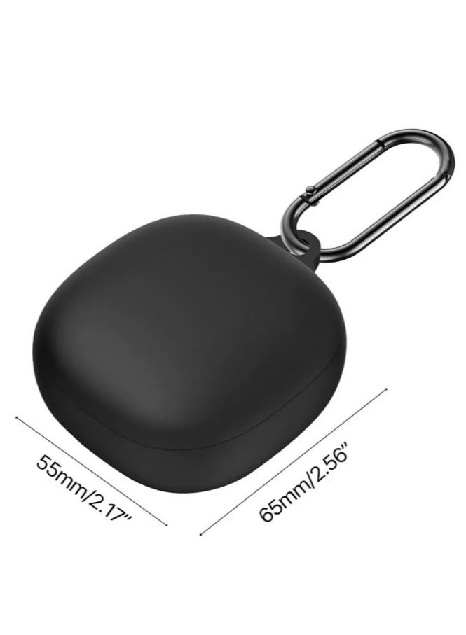 Silicone Case Compatible with Anker Soundcore Liberty 4, Protective Cover with Carabiner (Black) - Image 3