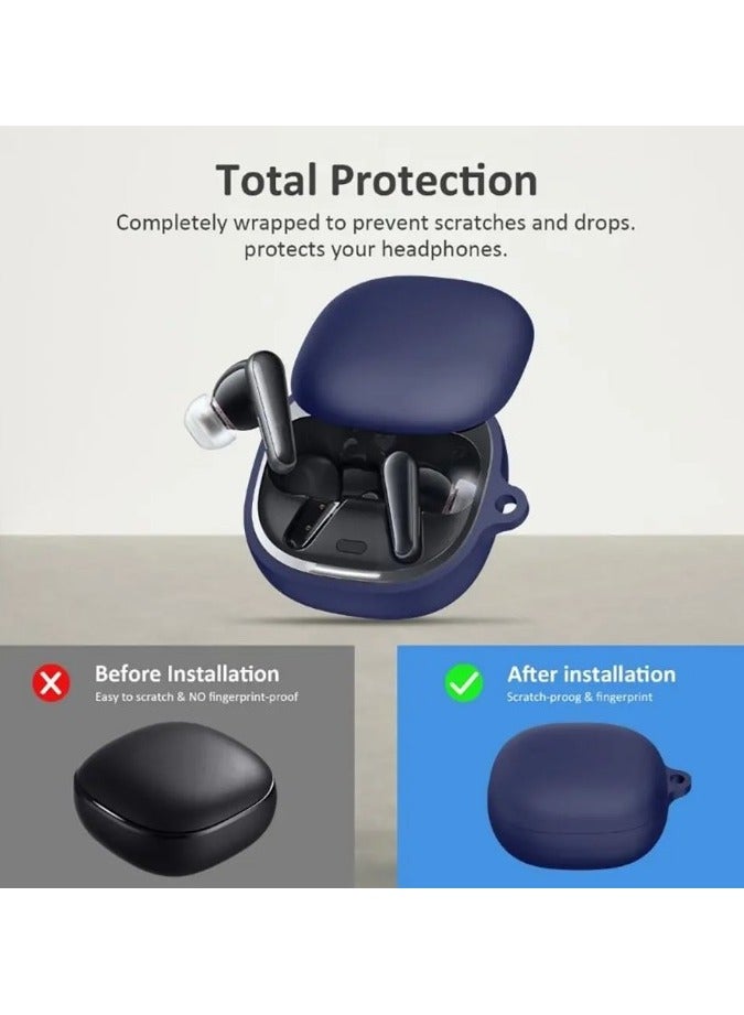 Silicone Case Compatible with Anker Soundcore Liberty 4, Protective Cover with Carabiner (Black) - Image 4