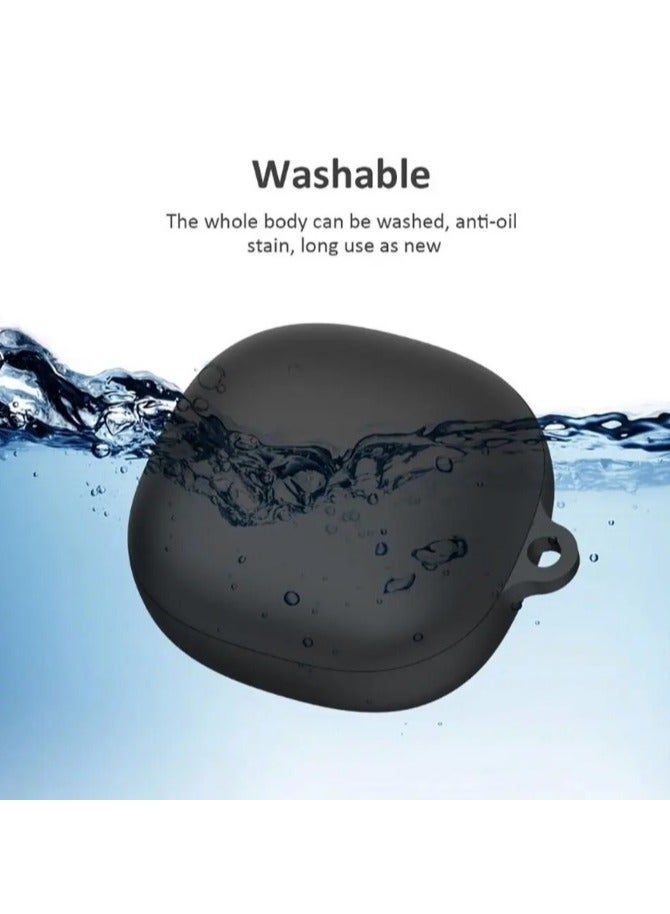 Silicone Case Compatible with Anker Soundcore Liberty 4, Protective Cover with Carabiner (Black) - Image 5