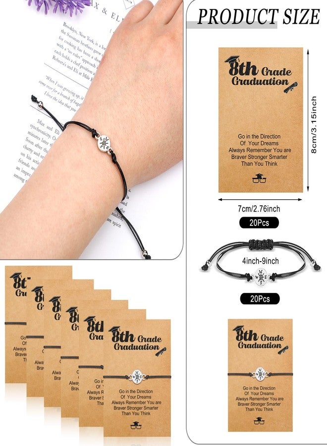 Rtteri 20 Set 2025 8th Grade Graduation Gifts Bracelets Inspirational Compass Bracelet Adjustable Give You Direction Compass Graduation Gifts for Him Her Grad Party Supplies - Image 2