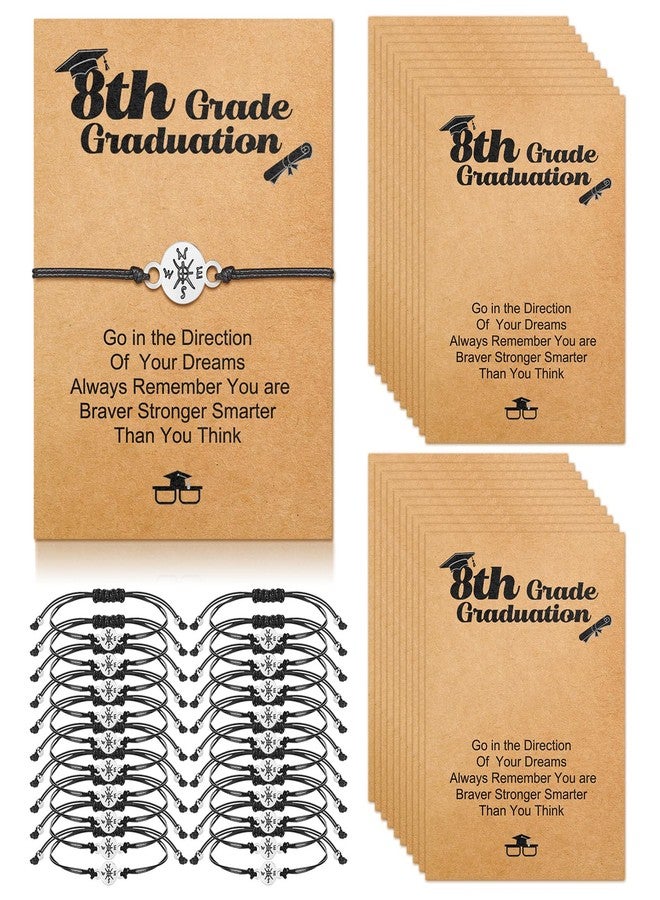 Rtteri 20 Set 2025 8th Grade Graduation Gifts Bracelets Inspirational Compass Bracelet Adjustable Give You Direction Compass Graduation Gifts for Him Her Grad Party Supplies - Image 1