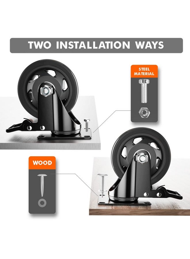YUPEZOP Caster Wheels Heavy Duty with Brake, Casters Set of 4 (Black, 4 Inch) - Image 3