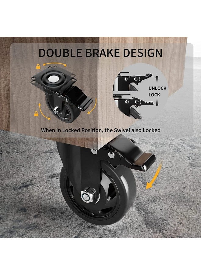 YUPEZOP Caster Wheels Heavy Duty with Brake, Casters Set of 4 (Black, 4 Inch) - Image 4
