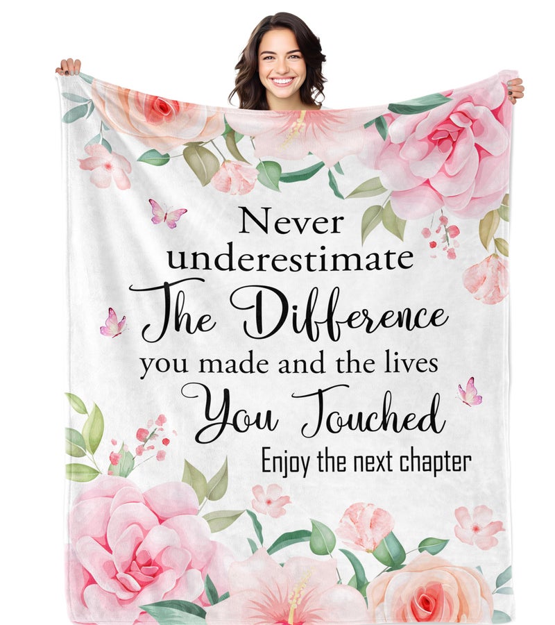 Bariceneth Retirement Gifts for Woman Blanket 60"" X 80""  Farewell Gifts for Coworkers  New Job Farewell Decorations  Coworker Leaving Gifts for Women  Going Away Gift for Friends  Goodbye Gifts Throw - Image 1