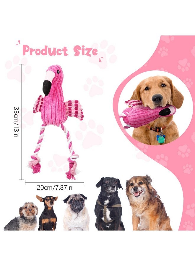 Sotiff 2 Pack Pink Flamingo Dog Toys Plush Cute Squeaky Puppy Teething Toys Animal Interactive Stuffed Rope Pet Fake Birds for Small Medium Large Dogs Birthday Gifts - Image 2