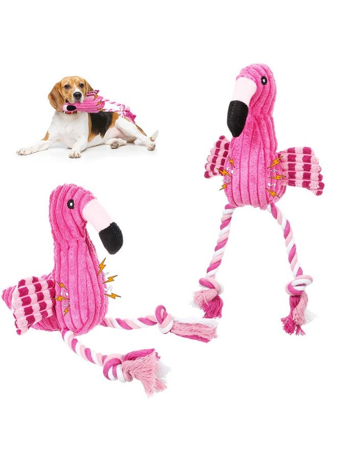 Sotiff 2 Pack Pink Flamingo Dog Toys Plush Cute Squeaky Puppy Teething Toys Animal Interactive Stuffed Rope Pet Fake Birds for Small Medium Large Dogs Birthday Gifts - Image 1