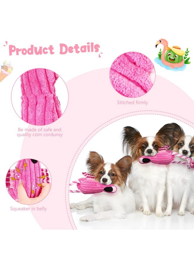 Sotiff 2 Pack Pink Flamingo Dog Toys Plush Cute Squeaky Puppy Teething Toys Animal Interactive Stuffed Rope Pet Fake Birds for Small Medium Large Dogs Birthday Gifts - Image 3