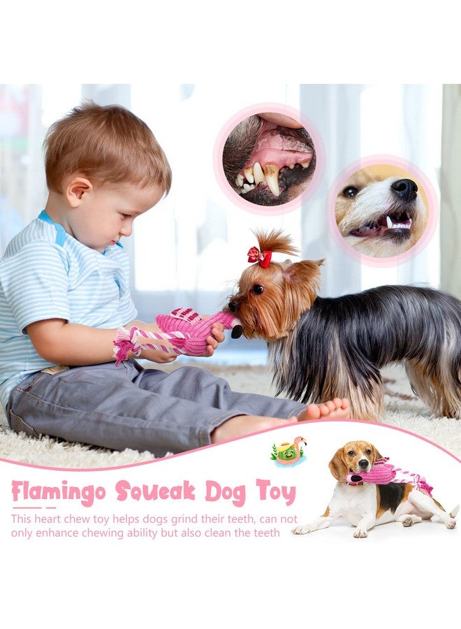 Sotiff 2 Pack Pink Flamingo Dog Toys Plush Cute Squeaky Puppy Teething Toys Animal Interactive Stuffed Rope Pet Fake Birds for Small Medium Large Dogs Birthday Gifts - Image 4