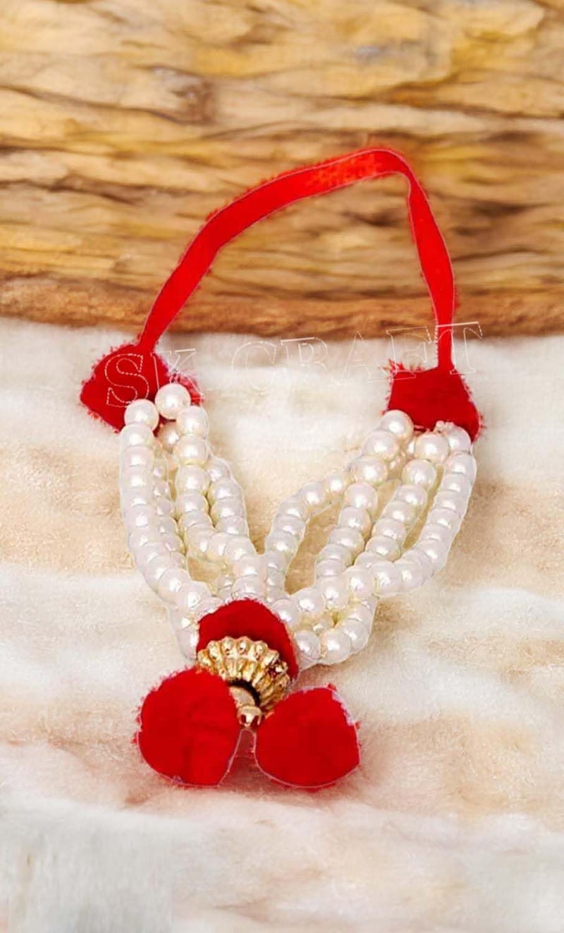 SK Craft Handcrafted Artificial White Pearl Moti Mala Small Size-5 Inches, Garland Mala for Decoration Photos-Pack of 6 - Image 3