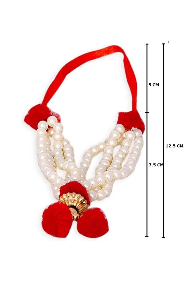 SK Craft Handcrafted Artificial White Pearl Moti Mala Small Size-5 Inches, Garland Mala for Decoration Photos-Pack of 6 - Image 2