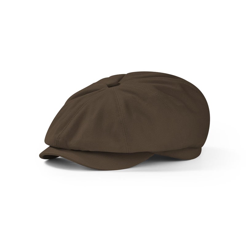 KUJUHA Newsboy Cap for Men Flat Cap 100% Cotton Irish Gatsby Ivy Golf Cabbie Hat Driving Hat Brown - Image 1