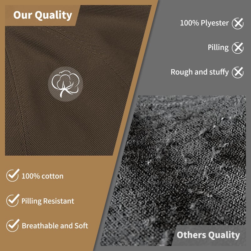 KUJUHA Newsboy Cap for Men Flat Cap 100% Cotton Irish Gatsby Ivy Golf Cabbie Hat Driving Hat Brown - Image 3