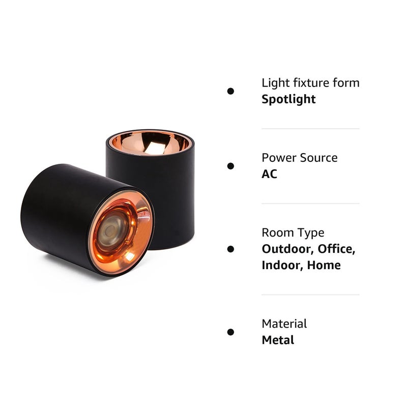 Harold Electricals Harold Electricals 7 Watt Black Body Antiglare LED Round Cylinderical Surface COB Spotlight Ceiling Downlight for Home Office Indoor Outdoor Rose Gold Reflector Neutral White Pack of 1  - Image 4