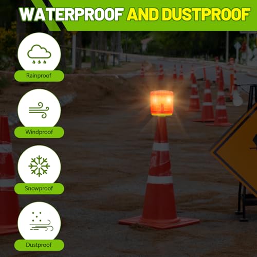 Kittmip 2 Pcs Solar Strobe Warning Traffic Light 360 Degree Single Column IP65 Waterproof Emergency Strobe Flashing Barricade Safety Road Construction Traffic LightRedStand - Image 3