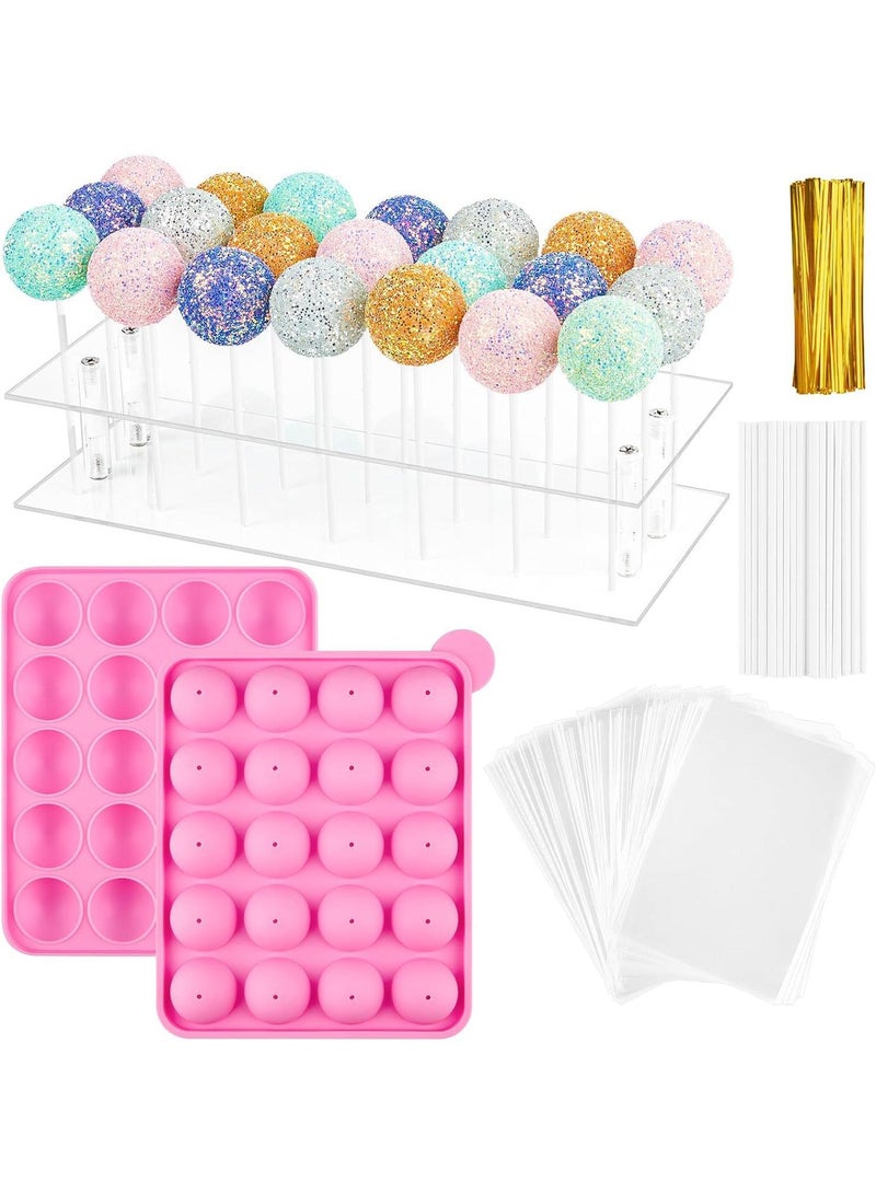 Bluejw 302-Piece Chocolate Lollipop Silicone Mold Set Acrylic 21 Hole Lollipop Display Bracket - Image 4