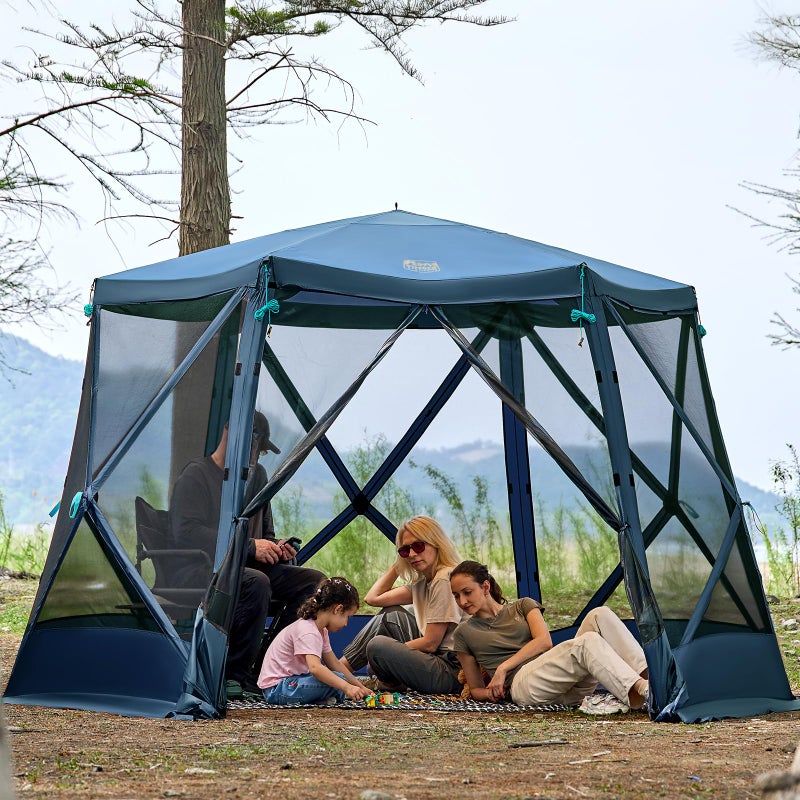 TIMBER RIDGE Easy Pop Up Gazebo Canopy Tent for Camping, 11.5 X 9.8 Ft Portable Instant Screened House, Pop Up Canopy with Netting for Backyard, Patio, Outdoor, Tailgating, Picnics, Blue - Image 1