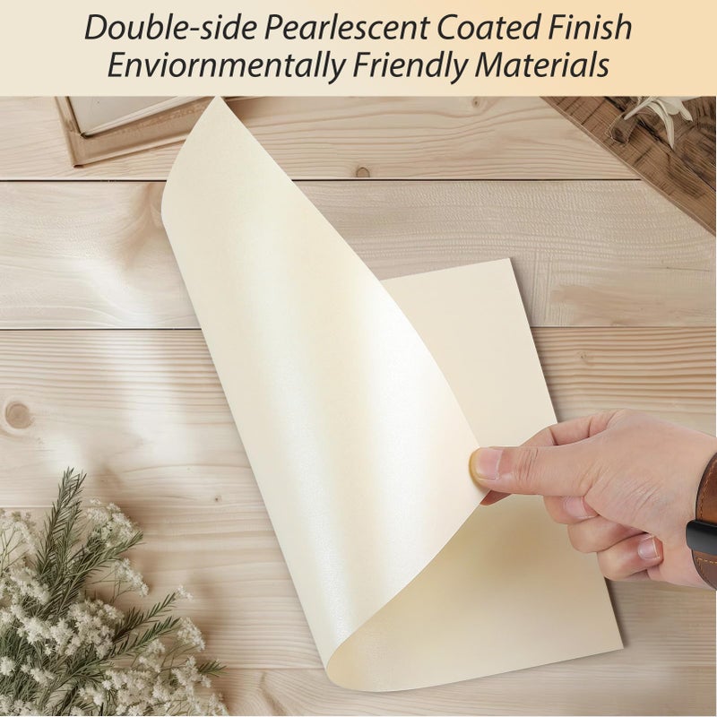 CreGear 25 Sheets Cream Shimmer Cardstock Printer Paper 8.5 x 11, 78lb/210gsm Glossy Card Stock, Premium Pearl Cardstock, Double Side Pearlescent Paper for DIY Craft, Christmas Card Making, Invitation - Image 4
