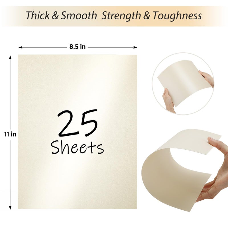 CreGear 25 Sheets Cream Shimmer Cardstock Printer Paper 8.5 x 11, 78lb/210gsm Glossy Card Stock, Premium Pearl Cardstock, Double Side Pearlescent Paper for DIY Craft, Christmas Card Making, Invitation - Image 2