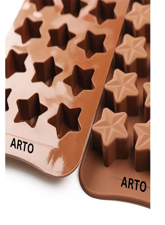 ARTO Star Shaped Silicone Chocolate Mould, 15 Cavity, Brown | Deep Non-Stick Candy Tray for Kids Birthday, Christmas & Wedding Gifts | DIY Baking & Jelly Mould (1 Piece) - Image 4
