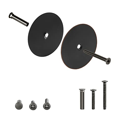 NAUBEA 1 Pack Door Hole Cover Plate Oil Rubbed Bronze Deadbolt Cover Plate 2 5/8" Diameter Round Door Knob Hole Filler Plate, 1" and 1.5" Screws, Reinforcer Locks and Doors for Home Security - Image 1