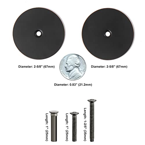 NAUBEA 1 Pack Door Hole Cover Plate Oil Rubbed Bronze Deadbolt Cover Plate 2 5/8" Diameter Round Door Knob Hole Filler Plate, 1" and 1.5" Screws, Reinforcer Locks and Doors for Home Security - Image 2
