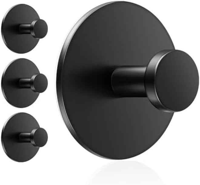 bussdis White Adhesive Wall Hook for Coat and Towel: Extra Sticky 12 LB (Max), Stainless Coat Rack Door Holder Hanger, Heavy Duty - Image 1