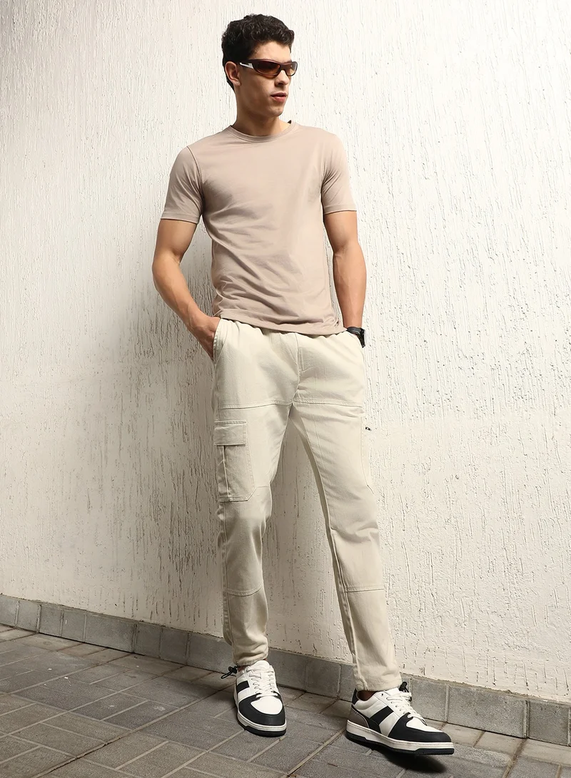 Hubberholme Slim Cargo Joggers for Men - Off White Cotton