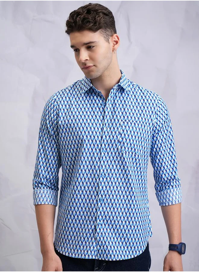 هاي لاندر Slim Fit Printed Casual Shirt