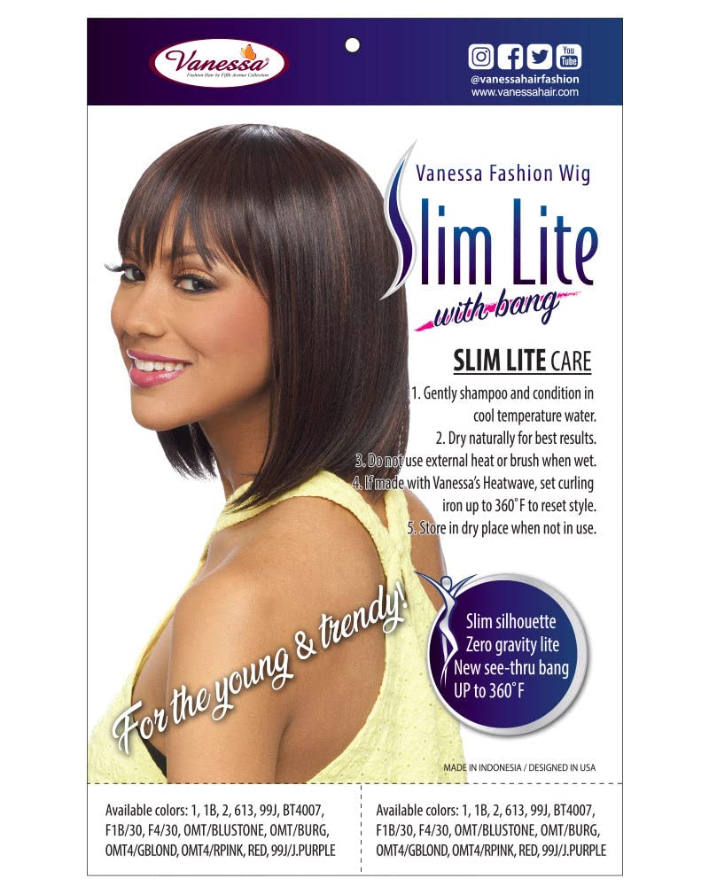 VANESSA Slim Lite Fashion Wigs Medium Short Length Straight Style with Bang Heat Wave Synthetic Hair Wig - SLB TWO (BT4007) - Image 5
