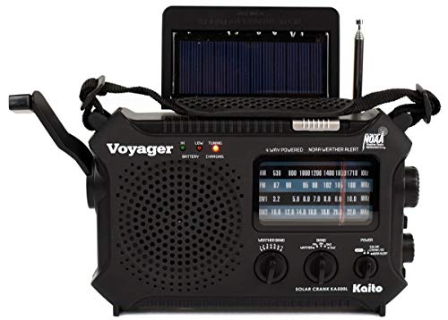 Kaito KA500L 4-Way Powered Emergency AM/FM/SW NOAA Weather Alert Radio with Solar, Dynamo Crank, Flashlight and Reading Lamp, Black - Image 1