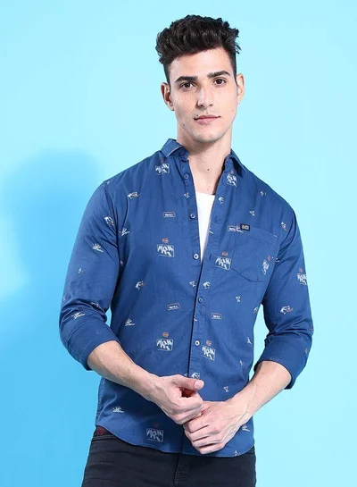 The Indian Garage Co Men Slim Fit Abstract Printed Full Sleeves Spread Collar Casual Shirt