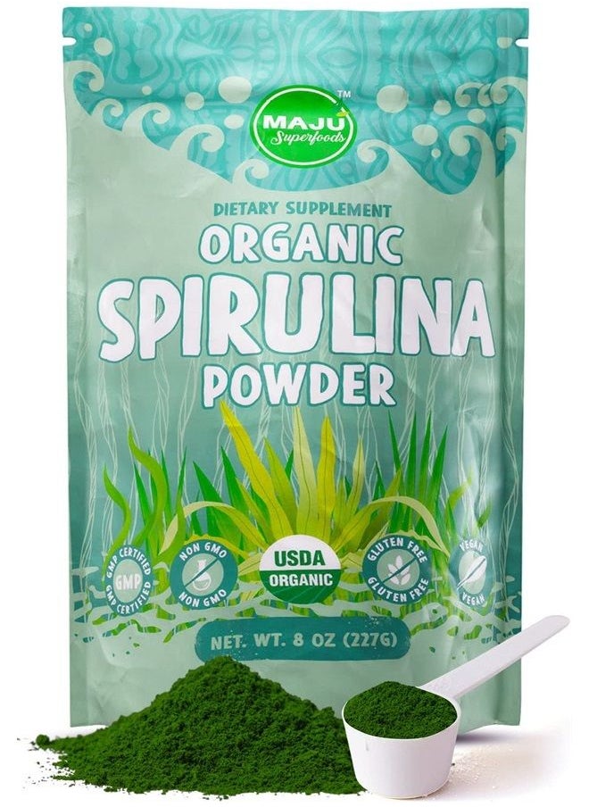 Maju Superfoods MAJU's Organic Spirulina Powder .5 lb, Microcystin Free, Non-Irradiated, Preferred to Chlorella, Preferred to Hawaiian & Blue Algae, Pure Vegan Green Protein  - Image 1