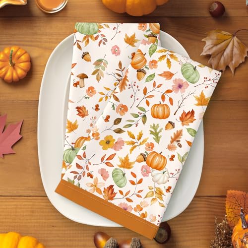 Arquiel Fall Pumpkin Maple Leaf Tea Towels, Cotton Kitchen Towel 18.9 × 27.5 Inch, Quick Drying Dish Cloth for Thanksgiving Party Anniversary Holiday Decoration Housewarming Gifts - Image 4