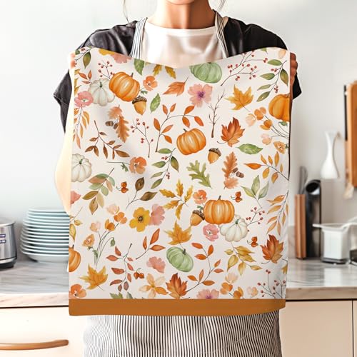 Arquiel Fall Pumpkin Maple Leaf Tea Towels, Cotton Kitchen Towel 18.9 × 27.5 Inch, Quick Drying Dish Cloth for Thanksgiving Party Anniversary Holiday Decoration Housewarming Gifts - Image 5