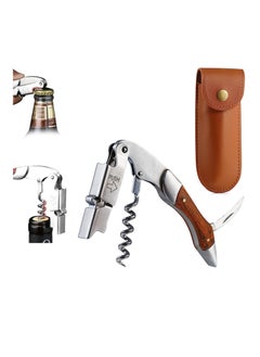 Corkscrew for Waiter with Vegan Leather Sheath Professional Grade Patented Spring Lever Easy Opening Foil Cutter Bottle Opener